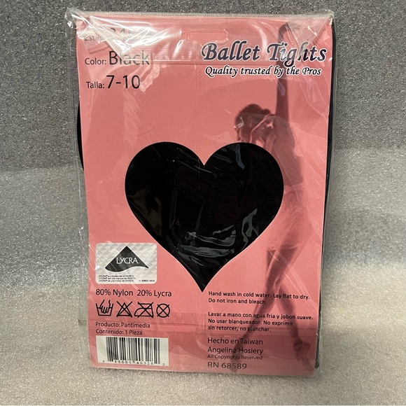 Angelina Black Ballet Lycra Tights Girl size 7-10 Professional Grade Style 248JR - Picture 4 of 6